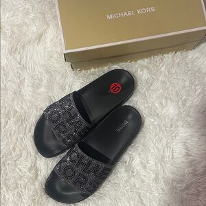 Michael Kors Glittering Black Slides